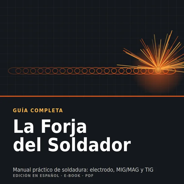 Portada del e-book La Forja del Soldador, edición en español: manual práctico de soldadura con electrodo, MIG/MAG y TIG